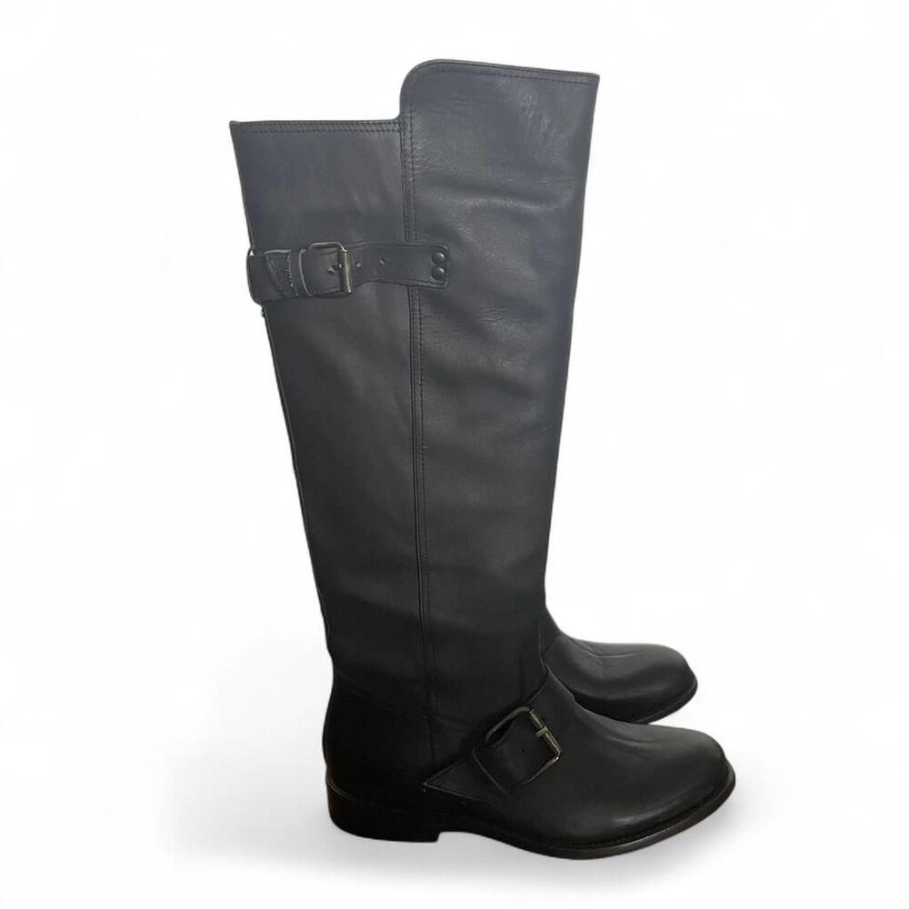 DV by Dolce Vita Lucianna Tall Studded Riding Boots Black Genuine Leather Size 8